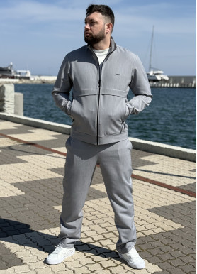 Мужская кофта-куртка из премиального трикотажа серая